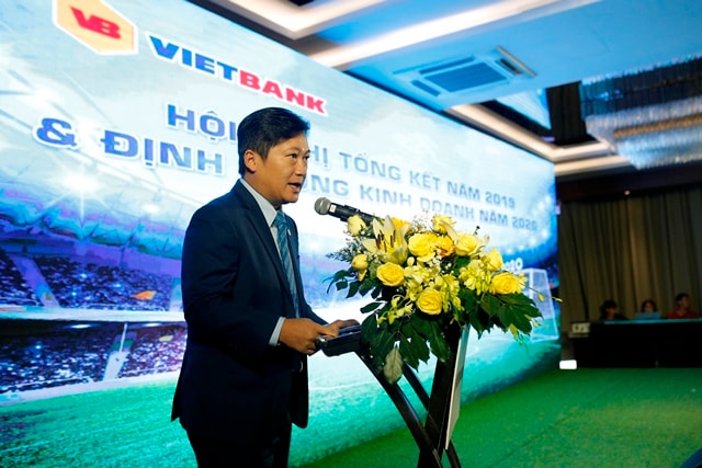 ôngp/Dương Nhất Nguyên - Phó chủ tịch Hội Đồng Quản trị Vietbank phát biểu tại lễ tổng kết hoạt động năm 2019 của ngân hàng. 