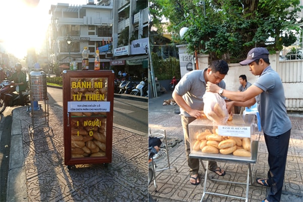 Những bình trà đá miễn phí hay những thùng bánh mì từ thiện có thể giúp những người lao động nghèo được ấm bụng.