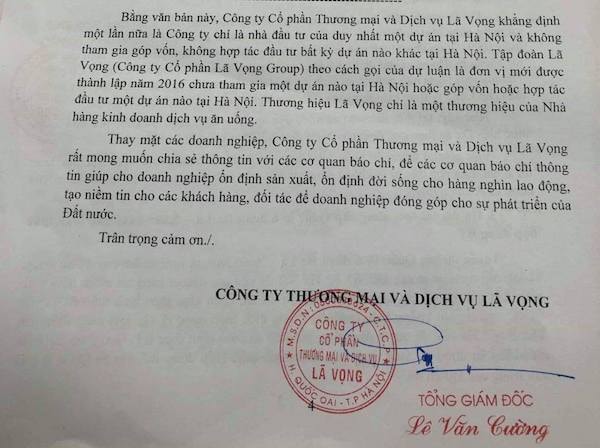 Trích nội dung công văn