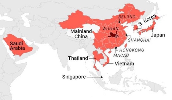 p/Các quốc gia trên thế giới xuất hiện các ca bệnh do nhiễm virus corona mới. Ảnh: BUSINESS INSIDER