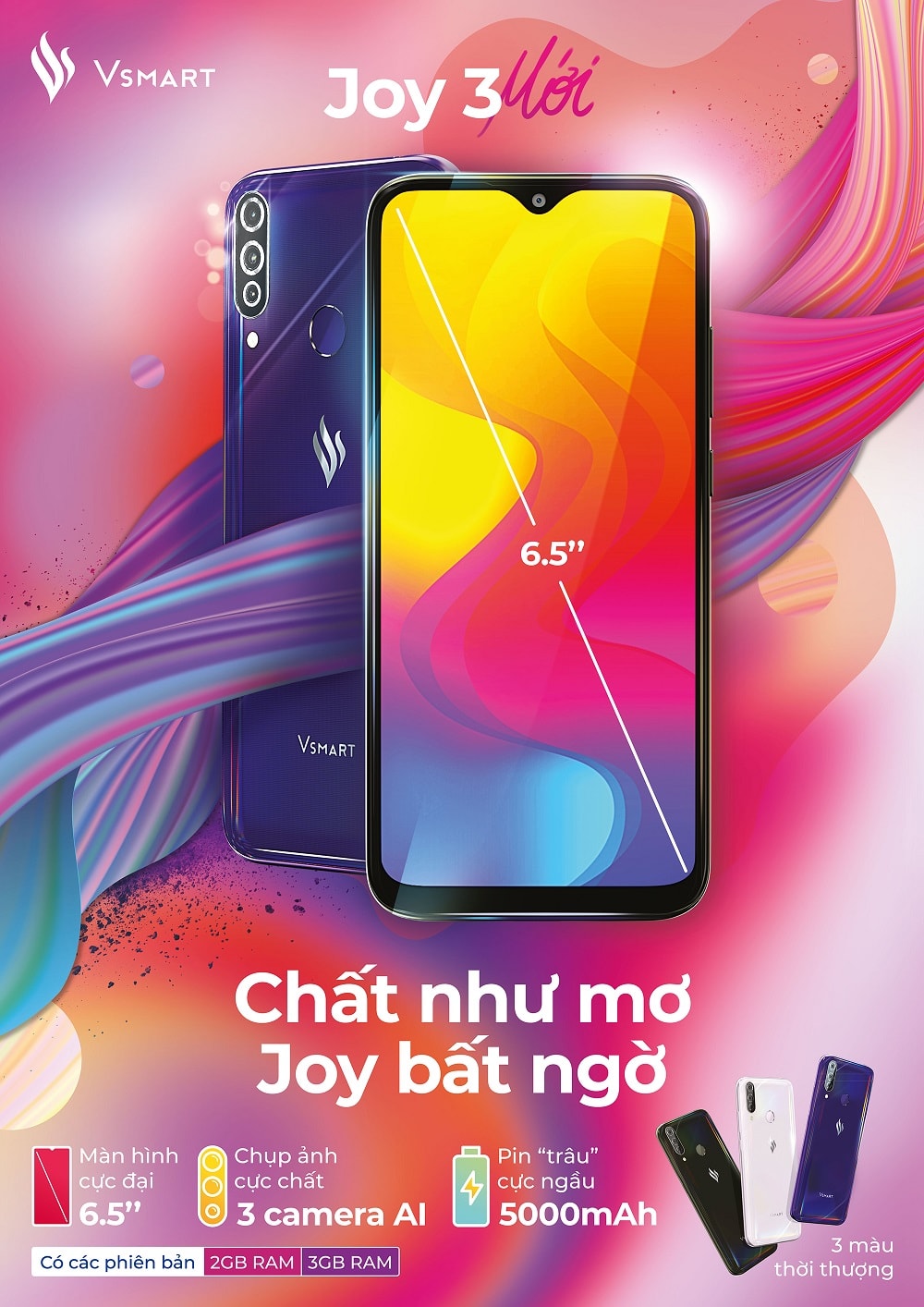 Trong 3 ngày đầu mở bán (14/2-16/2/2020), Vsmart Joy 3 sẽ được bán với mức giá đặc biệt chỉ từ 1.990.000 đồng cho phiên bản RAM 2GB.