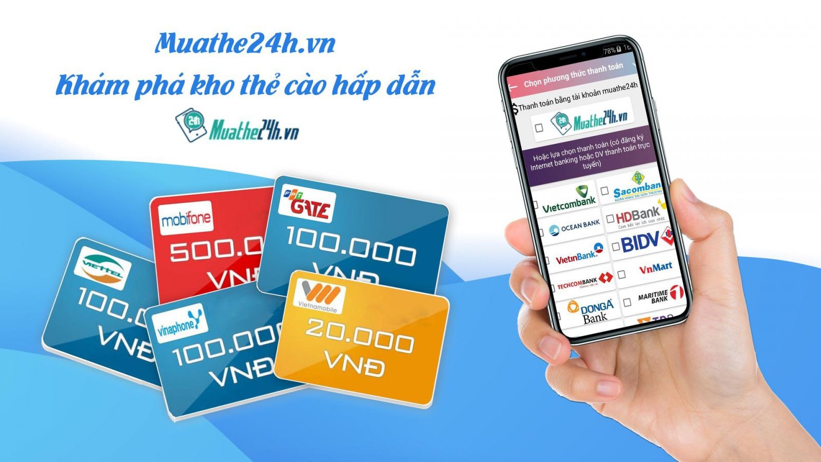 Website muathe24h.vn – khám phá “kho thẻ cào” hấp dẫn