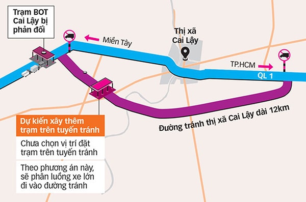 p/BOT Cai Lậy sẽ lập thêm trạm thu phí trên tuyến tránh