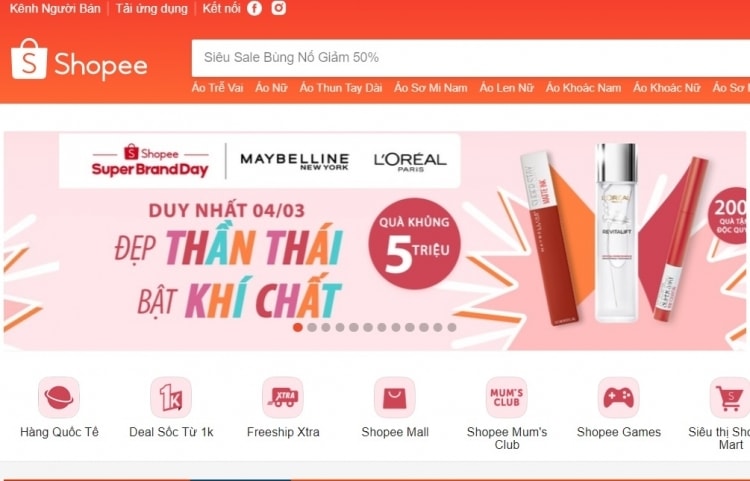 Giao diện Shopee.vn.