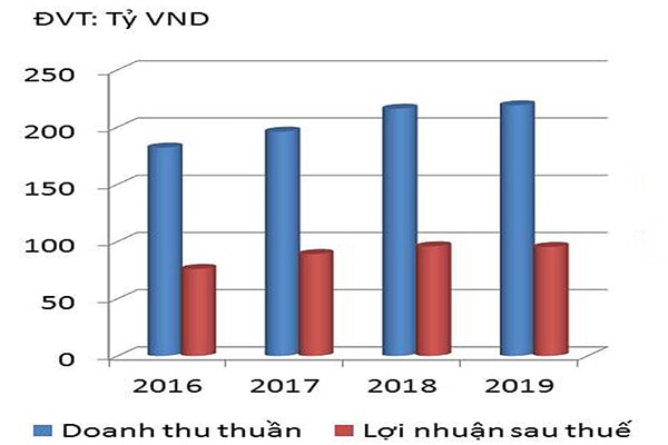 p/Doanh thu thuần và lợi nhuận sau thuế của DSN trong các năm qua.