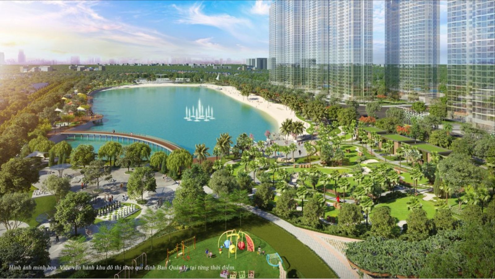 Công viên trung tâm Central Park nổi bật với hồ điều hoà cát trắng rộng 4,8 ha