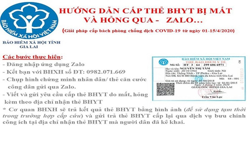 Hướng dẫn cấp thẻ BHYT mất, hỏng qua zalo tại Gia Lai