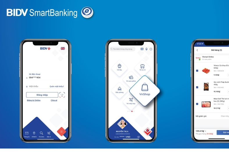 Gian hàng “VinMart: Siêu thị tại nhà” được tích hợp trên BIDV SmartBanking