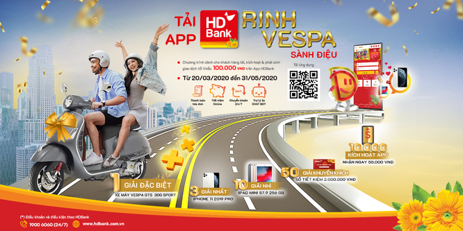 Tải App HDBank – Rinh Vespa sành điệu