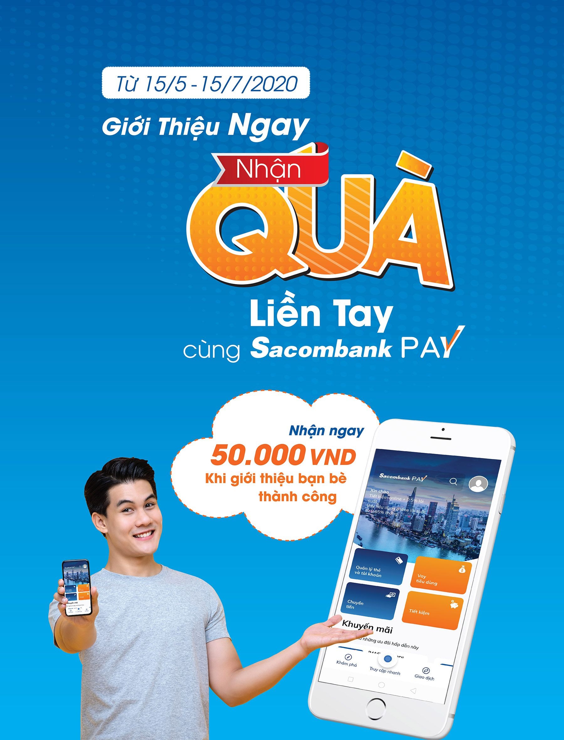 Giới thiệu ngay - Nhận quà liền tay voi Sacombank Pay