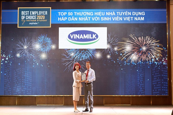 Vinamilk được bình chọn là một trong 50 thương hiệu nhà tuyển dụng hấp dẫn nhất đối với sinh viên Việt Nam 2020.