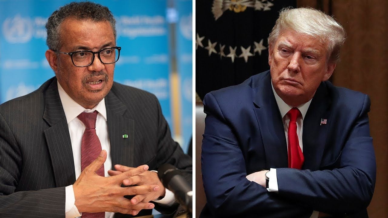 Tổng thống Mỹ D.Trump và Tổng Giám đốc WHO, Tedros Adhanom Ghebreyesus.