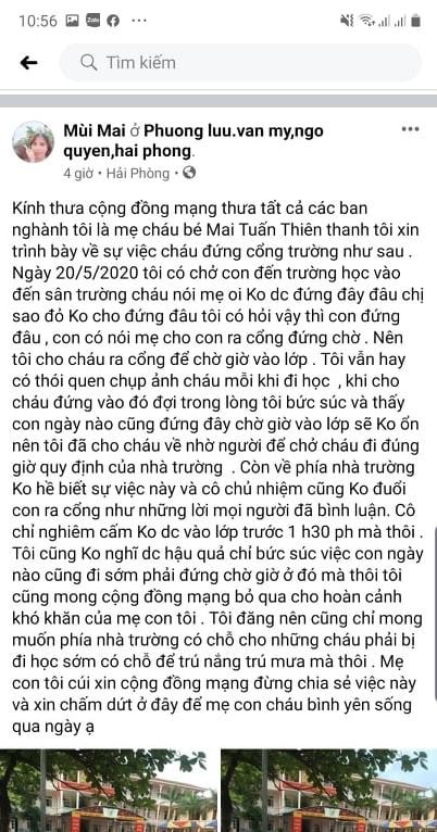 Dòng trạng thái được cho là của chị Mùi Mai trên Facebook