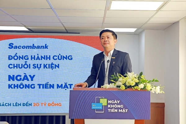 Ông Nguyễn Minh Tâm – Phó Tổng giám đốc Sacombank tại Họp báo công bố chuỗi sự kiện hưởng ứng “Ngày không tiền mặt 2020”