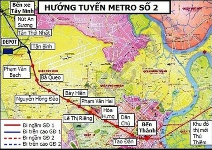 Hướng tuyến Metro Số 2. Ảnh: MAUR