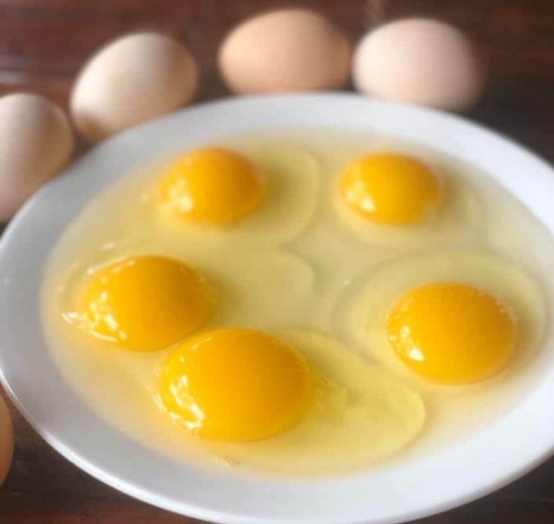 Trứng gà thảo dược Saschi có màu sắc tốt, lòng đỏ to, màu vàng chanh. 
