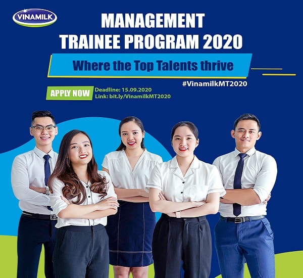 Chương trình “Quản trị viên tập sự Vinamilk 2020” chính thức khởi động từ ngày 01/08/2020 và hạn chót nhận hồ sơ ứng tuyển là 15/09/2020.