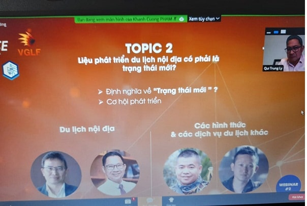 đàm trực tuyến: “Webinar#2- COVID ENDGAME - Time to swing tourism into the new normal? / Đã đến lúc ngành du lịch tìm được hướng đi trong trạng thái bình thường mới?”. Ảnh: Nguyễn Việt