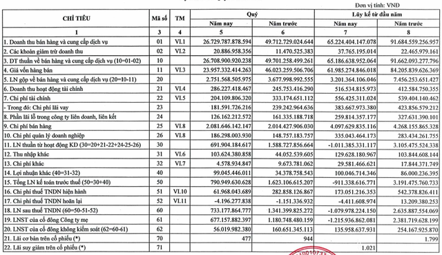 Báo cáo tài chính hợp nhất quý II/2020.