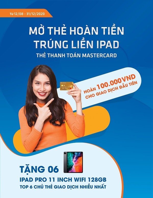 “Mở thẻ hoàn tiền- Trung liền iPad” với thẻ Sacombank Mastercard