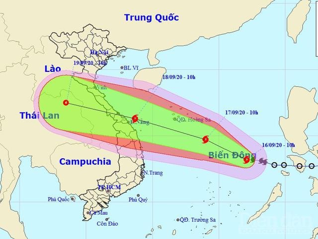 Theo dự báo, bão số 5 sẽ đổ bộ vào đất liền vào ngày 18/9, mạnh cấp 10 giật cấp 12.