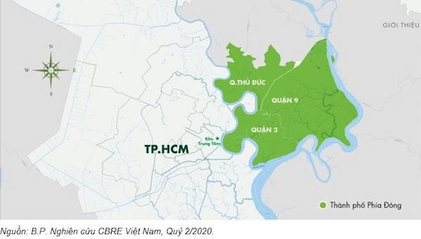 Vị trí của “Thành phố Phía Đông” ở TP.HCM