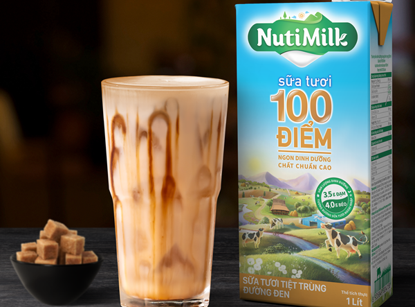 Sữa tươi 100 điểm NutiMilk đường đen chính là bước đột phá mới khi NutiFood 