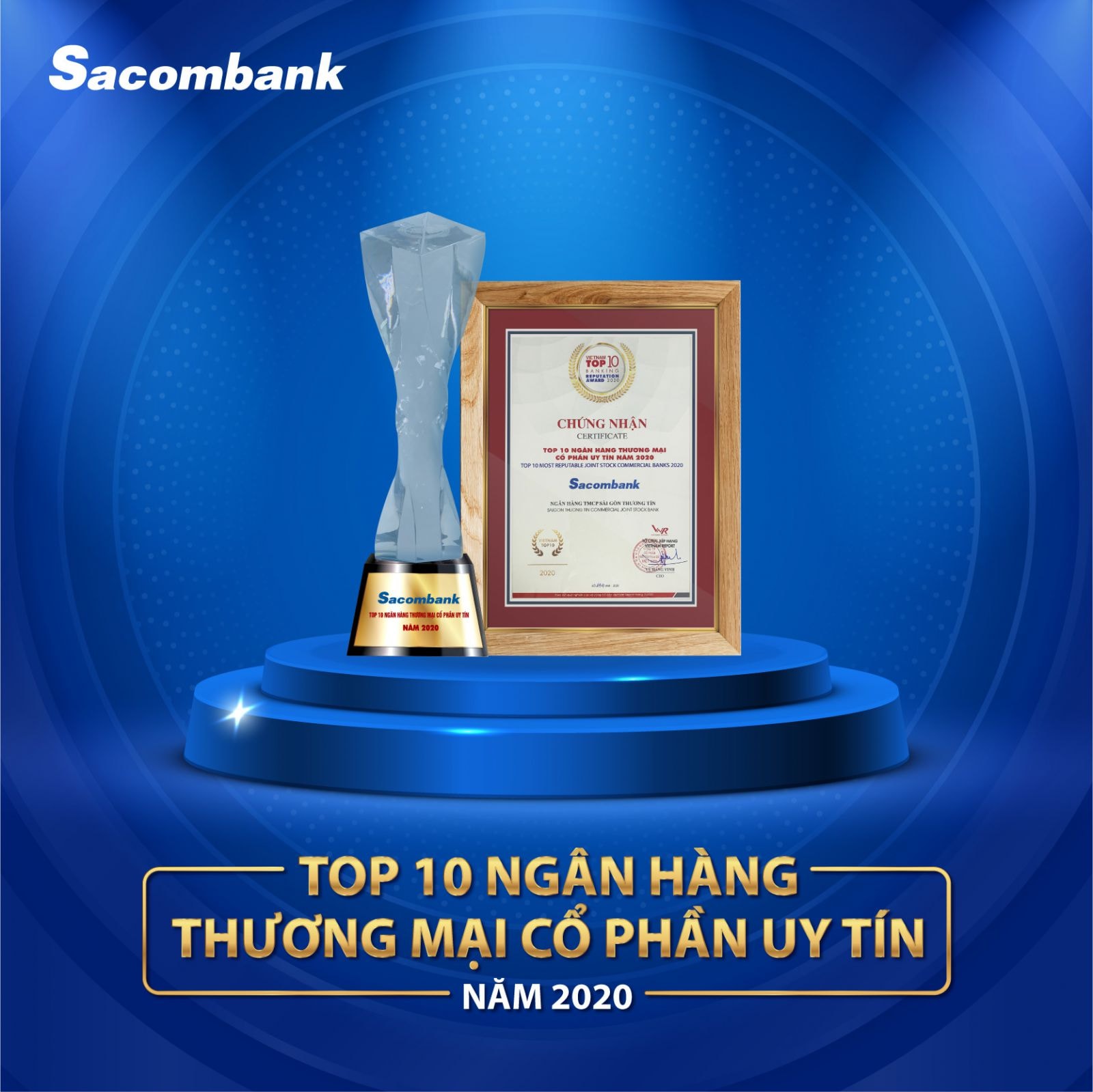 Sacombank lọt Top 10 ngân hàng cổ phần tư nhân uy tín năm 2020