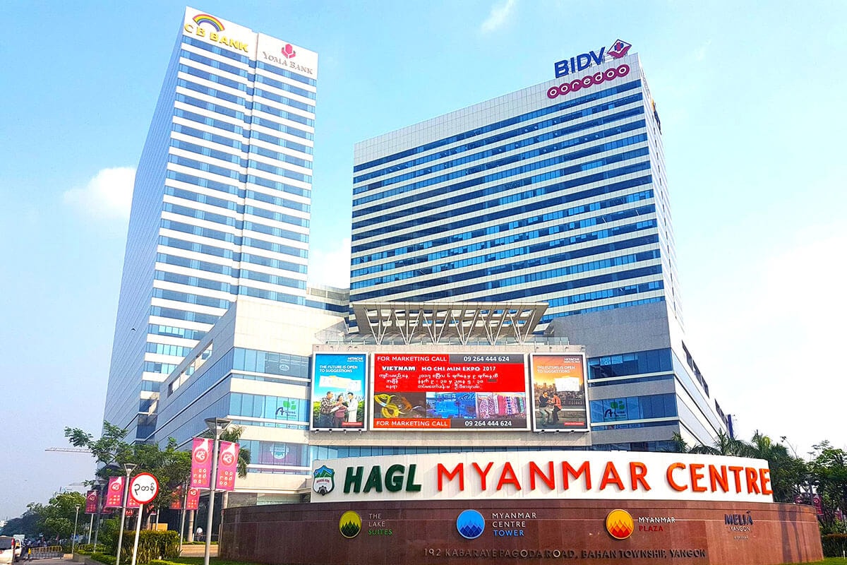 Một trong những dự án của Doanh nghiệp Việt tại Myanmar. Ảnh: Khu phức hợp HAGL Myanmar Centre hiện do một công ty con của tập đoàn THACO sở hữu