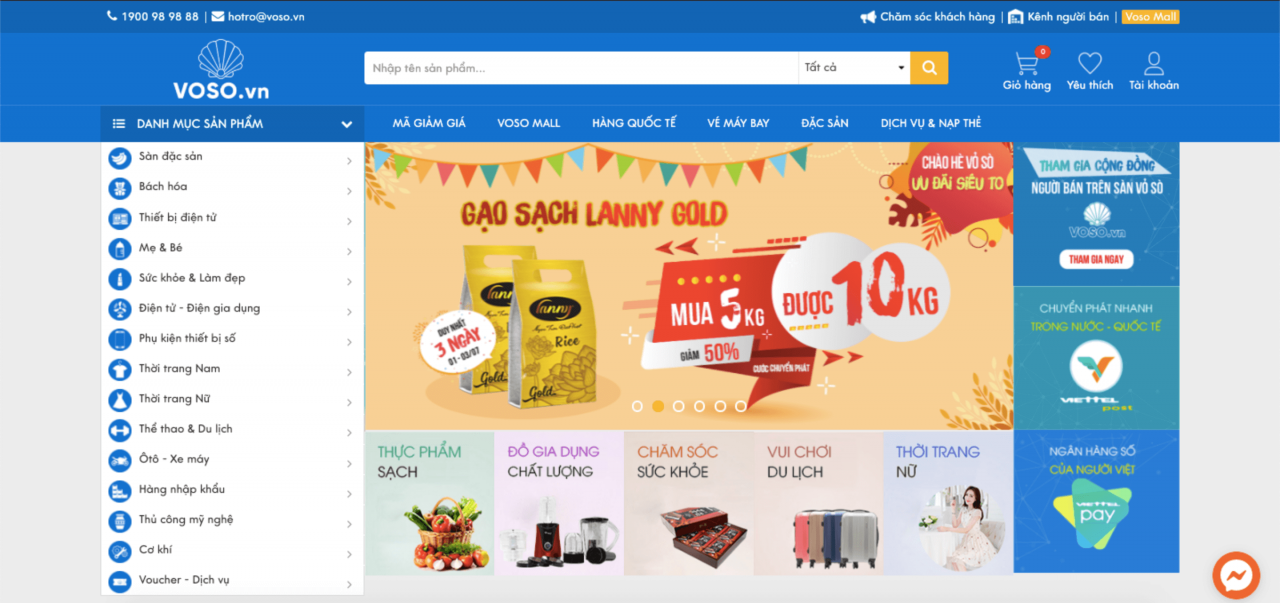 Voso.vn là trang thương mại điện tử mua bán hàng hóa trực tuyến với thế mạnh là các sản vật, đặc sản ở khắp mọi miền đất nước