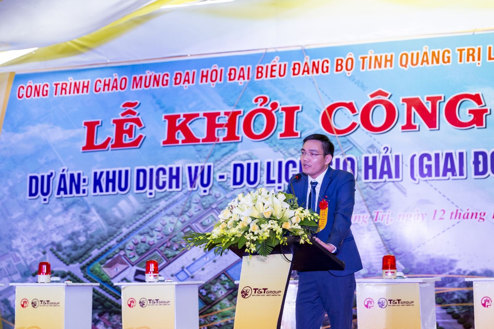 Ông Hoàng Ngọc Tú - Phó Tổng Giám Đốc DELTA Group phát biểu tại buổi lễ khởi công