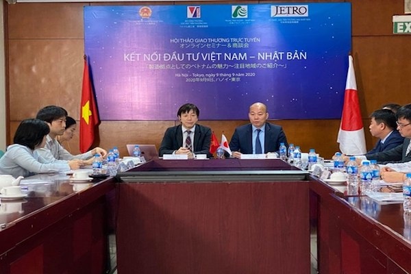 hội thảo - giao thương trực tuyến “Kết nối đầu tư Việt Nam - Nhật Bản 2020” do Cục Xúc tiến thương mại (Bộ Công Thương) phối hợp với Thương vụ Việt Nam tại Nhật Bản, Tổ chức Xúc tiến thương mại Nhật Bản (JETRO) và các địa phương Vĩnh Phúc, Quảng Ninh và Nghệ An tổ chức hôm nay, 9/9,