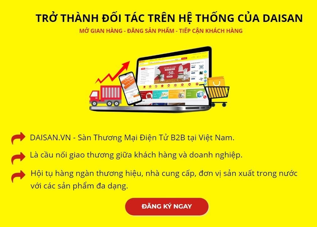 Đăng kí tham gia mở gian hàng ngay tại Daisan.vn