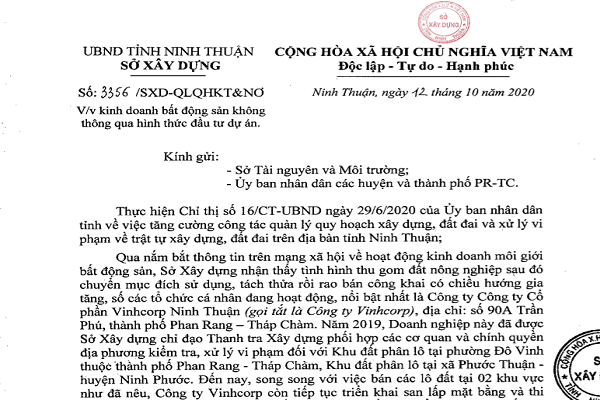 Công văn của Sở Xây dựng yêu cầu tăng cường quản lý tình trạng phân lô bán nền đất nông nghiệp