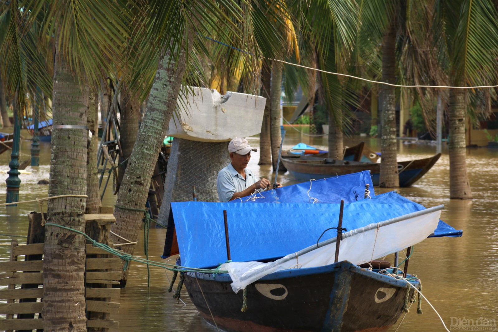 Gia cố lại tàu thuyền.