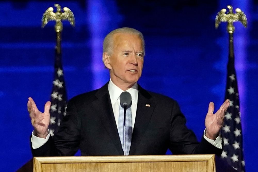 Ông Joe Biden phát biểu tuyên bố chiến thắng tối ngày 7/11. (Nguồn: AP)