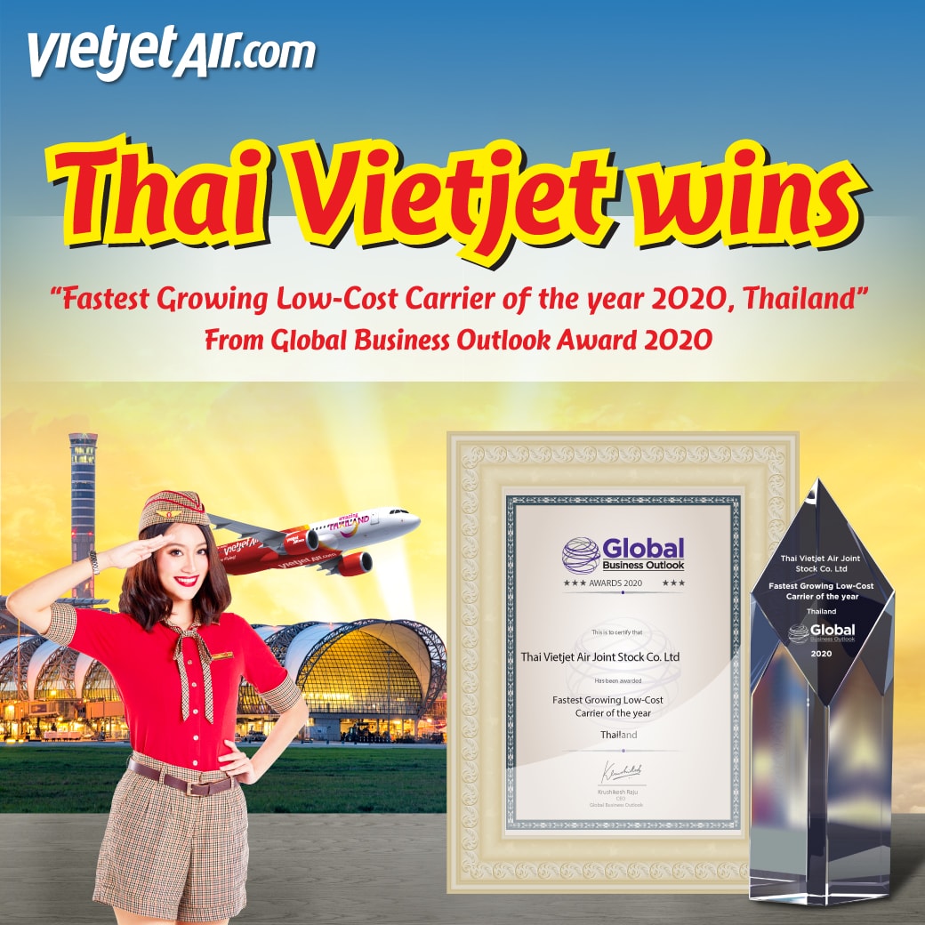 Vietjet Thái Lan là Hãng hàng không tăng trưởng nhanh nhất 2020 tại Thái Lan