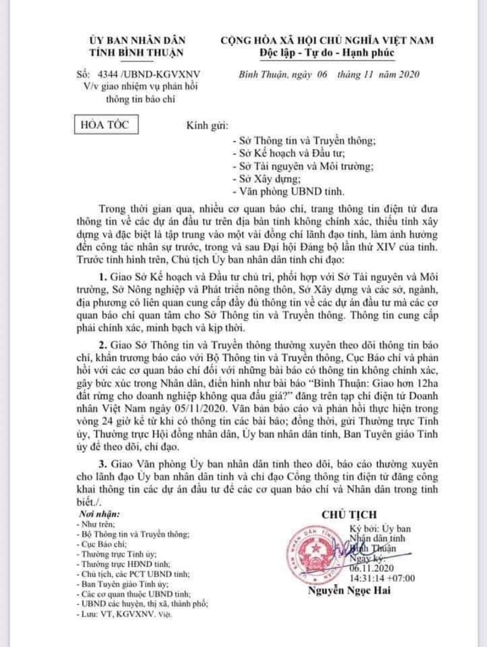 “nội dung mà báo chí phản ánh trong thời gian vừa qua chủ yếu liên quan tới các dự án BĐS, và không hề nói đến công tác nhân sự cũng như kỳ họp Đại hội của địa phương?