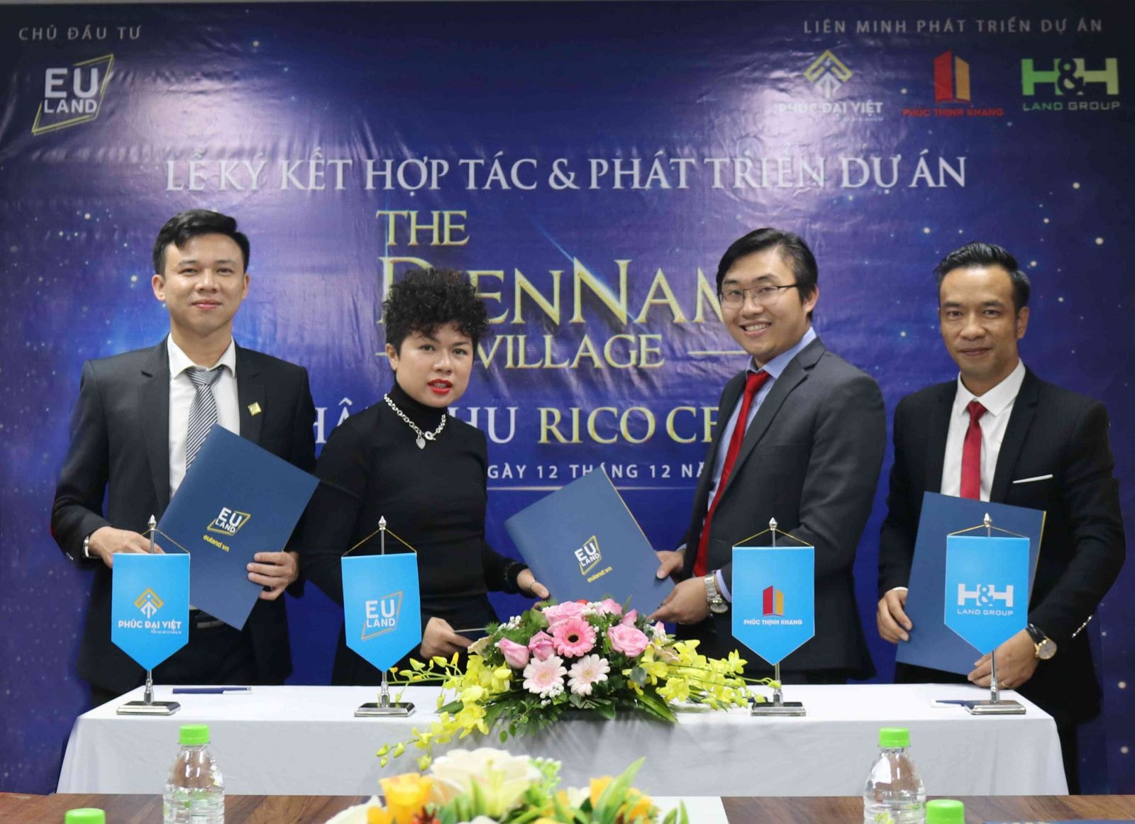 Công ty TNHH Bất Động Sản Châu Âu (EU Land)p/là chủ đầu tư dự án The Dien Nam Village cùng liên danh 3 đơn vịp/Công ty CP đầu tư Bất động sản Phúc Đại Việt , Công ty TNHH Bất động sản H&H Land Group, Công ty CP Đầu tư và Phát triển Phúc Thịnh Khang tiếp tục hợp tác, ký kết và phát triển dự án Khu đô thị The Dien Nam Village - Phân khu Rico Center