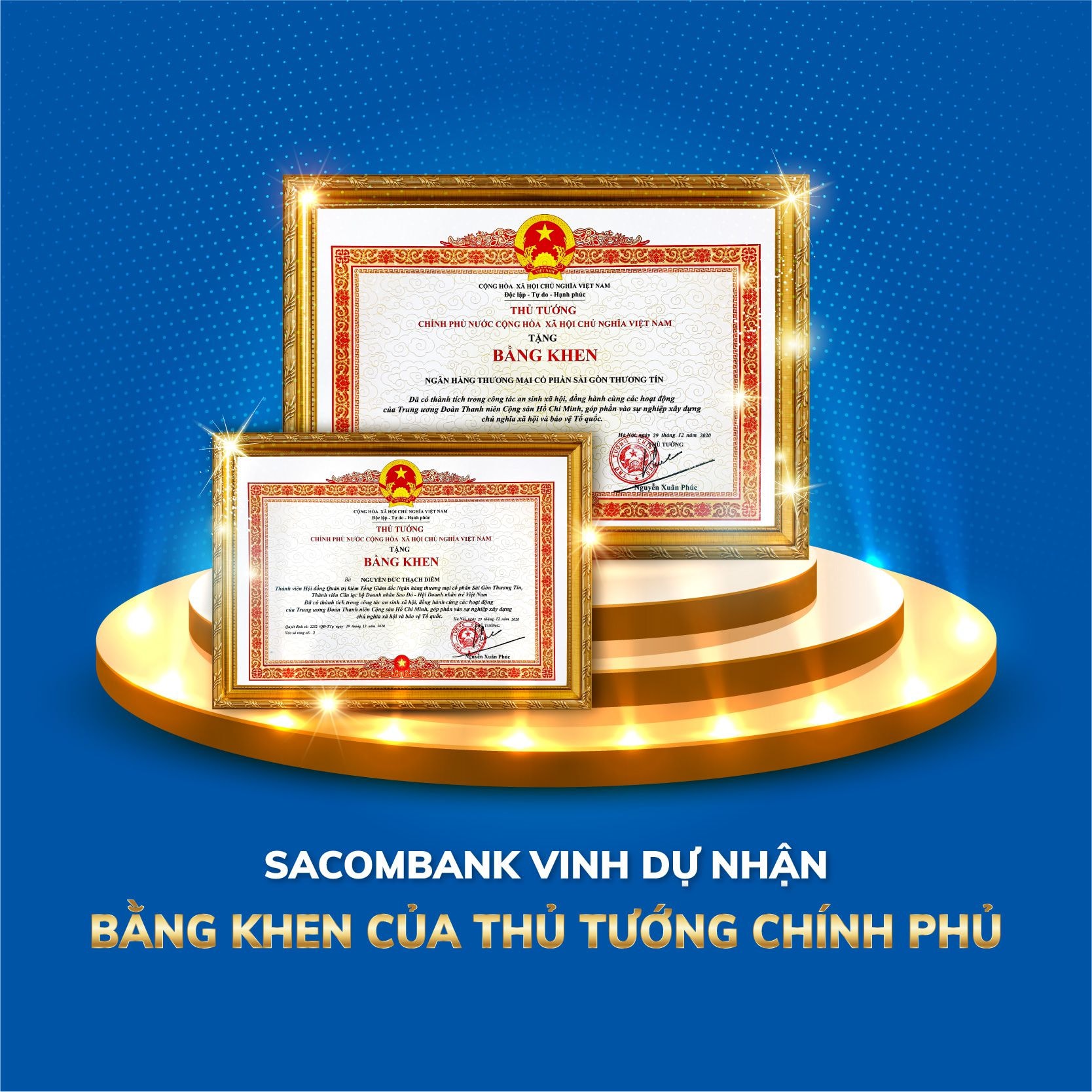 Sacombank nhận Bằng khen của Thủ tướng Chính phủ