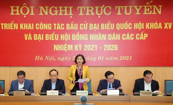 Phó Bí thư Thường trực Thành ủy Hà Nội Nguyễn Thị Tuyến phát biểu tại hội nghị.