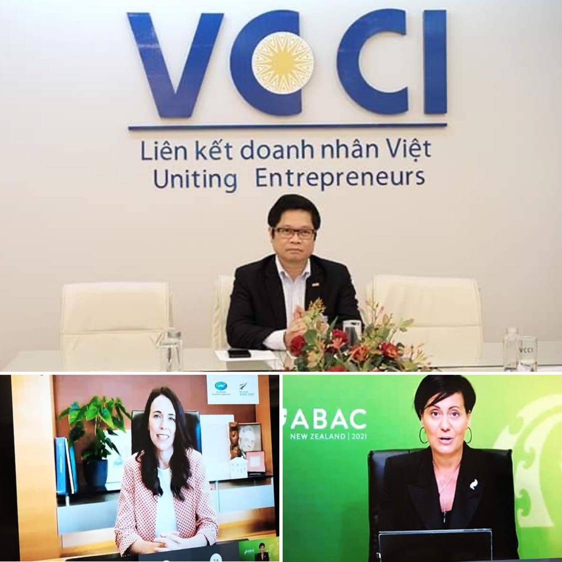 Chủ tịch VCCI TS. Vũ Tiến Lộc tham gia cuộc họp trực tuyến cùng 