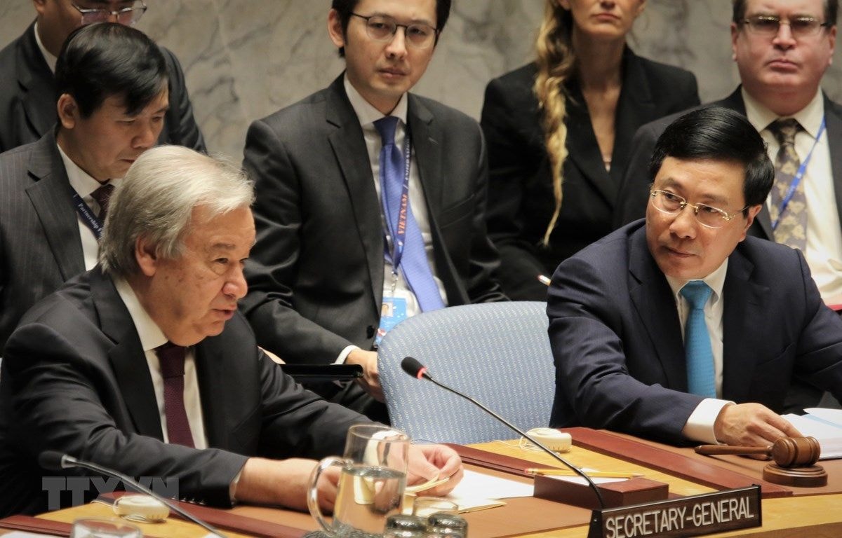 ổng thư ký Liên hợp quốc Antonio Guterres phát biểu tại phiên thảo luận mở do Việt Nam tổ chức