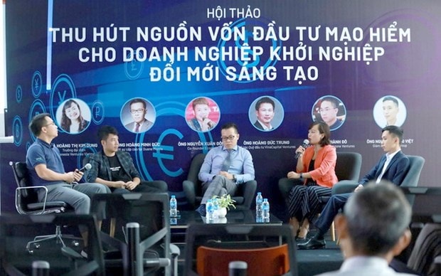 Bà Hoàng Thị Kim Dung, Trưởng đại diện quỹ đầu tư Nhật Bản Genesia Ventures tại Việt Nam phát biểu tại Hội thảo hu hút nguồn vốn đầu tư mạo hiểm cho doanh nghiệp khởi nghiệp đổi mới sáng tạo. (Nguồn: hoilhpn.org.vn)