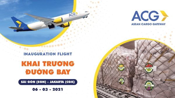 Công ty CP ASEAN CARGO GATEWAY (ACG) chính thức mở đường bay vận chuyển hàng hóa từ Thành phố Hồ Chí Minh (Việt Nam) đến Thủ đô Jakarta (Indonesia).