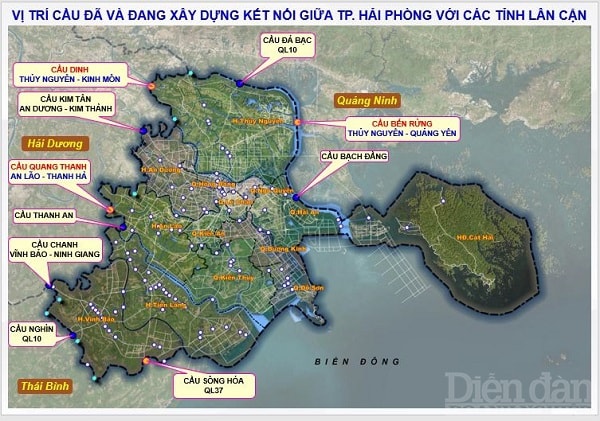 Các cây cầu đã và đang được xây dựng để kết nối TP Hải Phòng với các địa phương lân cận