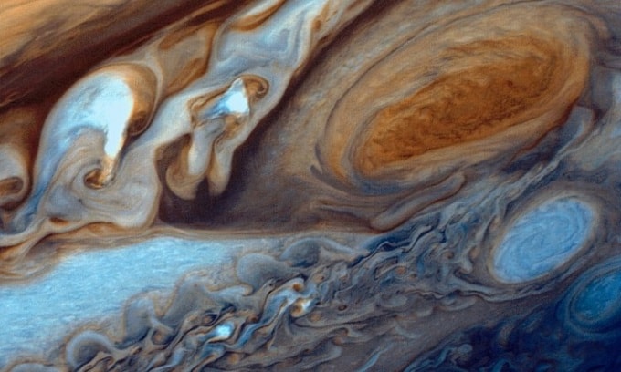 Siêu bão Vệt Đỏ Lớn trong ảnh chụp từ tàu Voyager 1. Ảnh: NASA.