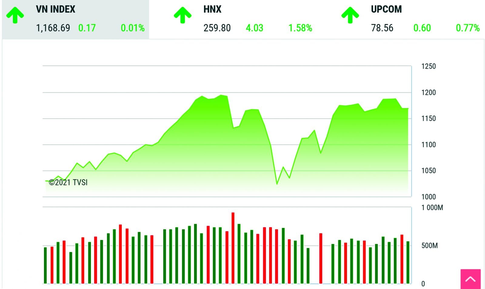 Diễn biến VN-Index 3 tháng đầu năm 2021. Nguồn: TVSI