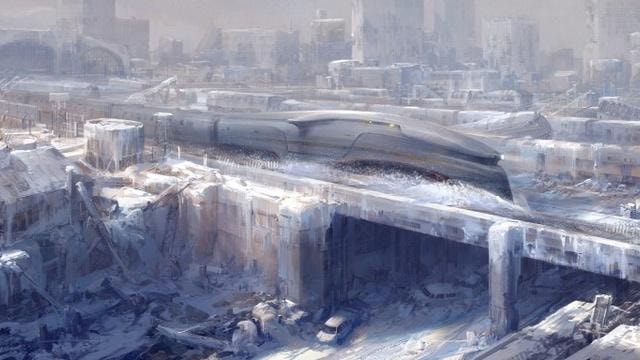 Cảnh thế giới băng giá của Snowpiercer. Ảnh: Pinterest.