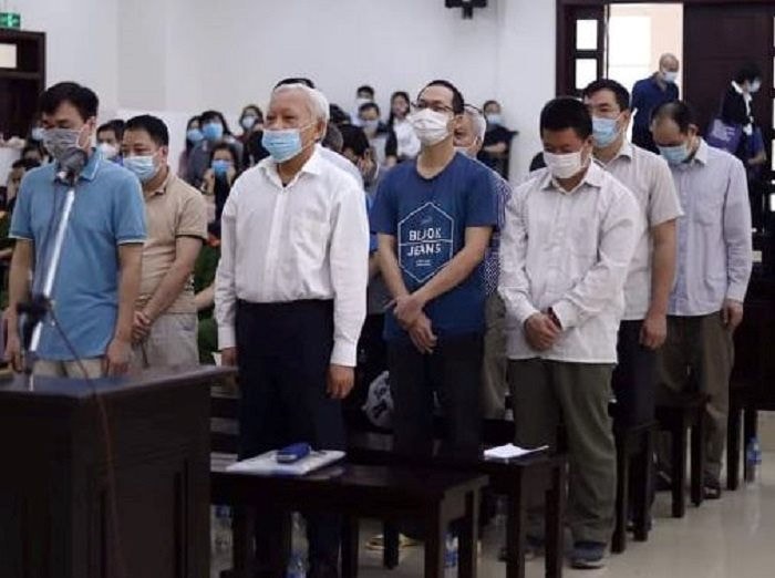 Các bị cáo trong vụ án GPbank tại phiên tòa xét xử của TAND TP Hà Nội.